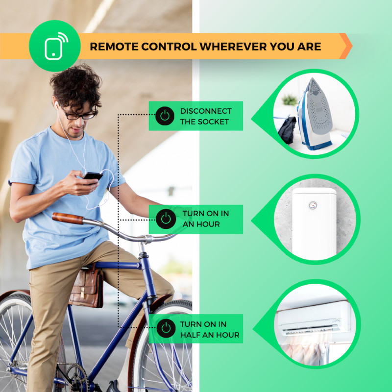 NOUS-A8 - Prise ON/OFF 10A WiFi avec mesure de la consommation compatible  Tuya Smart Life 